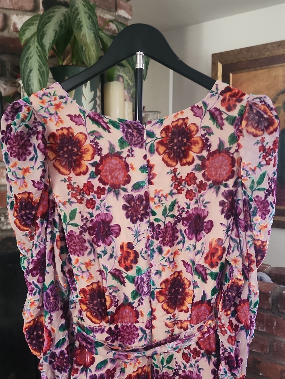 Hale Bob NWT Velvet Burnout Floral Mini Dress Pink Boho Romantic Size L - Picture 6 of 13